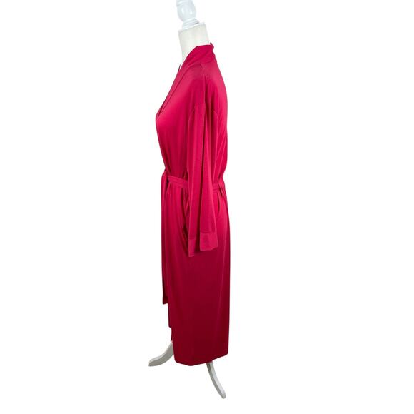 Natori Long Belted Robe Inner Tie Classic Feminine Lounge Cranberry Size Large - Picture 5 of 12
